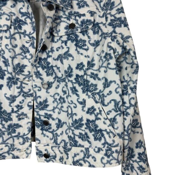 LRL Ralph Lauren Coquette Preppy Coastal Floral Denim Jacket Cropped Chic M - Picture 3 of 8